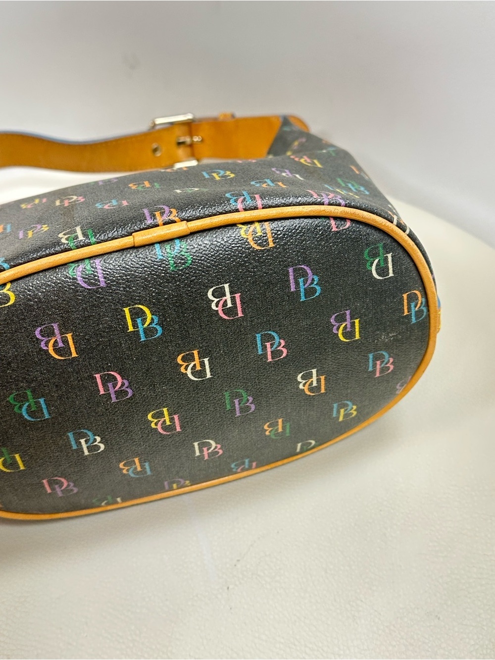 Dooney & Bourke Black Multicolor DB Logo Hobo Shoulder Bag - Picture 4 of 9